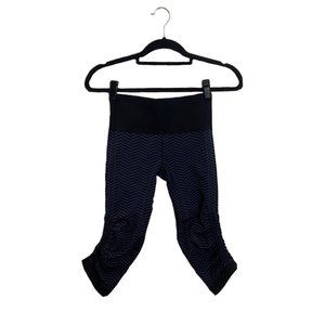 Lululemon athletica women's in the flow  cropped black + purple leggings sz 4